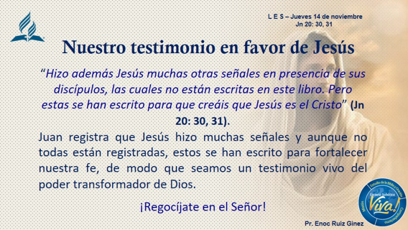 LES - NUESTRO TESTIMONIO EN FAVOR DE JESÚS