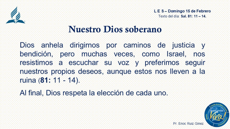LES, REFLEXIÓN - NUESTRO DIOS SOBERANO.