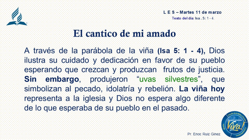 LES, REFLEXIÓN - EL CANTICO DE MI AMADO