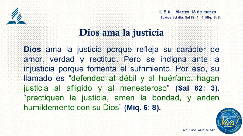 LES, REFLEXIÓN - DIOS AMA LA JUSTICIA