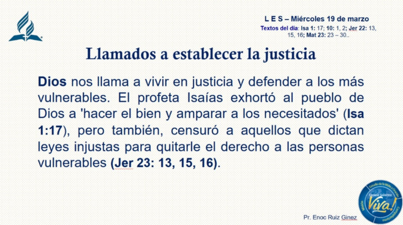 LES, REFLEXIÓN - LLAMADOS A ESTABLECER LA JUSTICIA