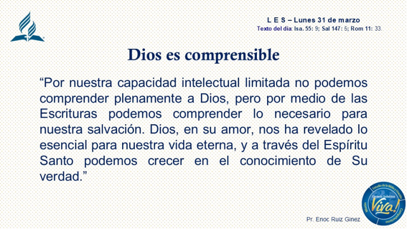 LES, REFLEXIÓN - DIOS ES COMPRENSIBLE
