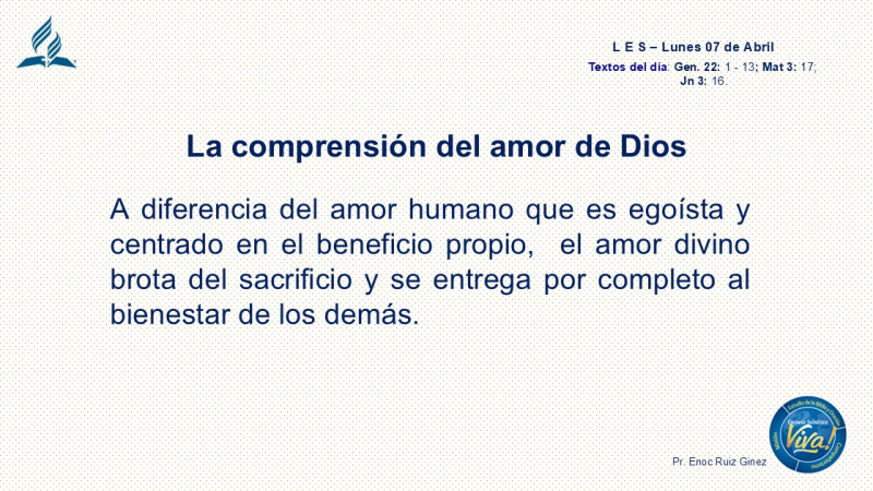 LES, REFLEXIÓN - LA COMPRENSIÓN DEL AMOR DE DIOS