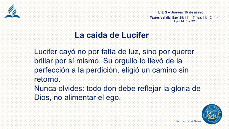 LES, REFLEXIÓN - LA CAÍDA DE LUCIFER.