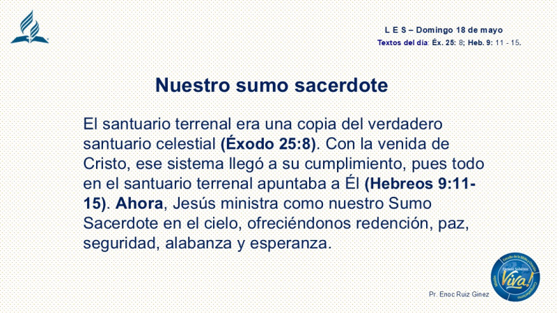 L E S, REFLEXIÓN - NUESTRO SUMO SACERDOTE