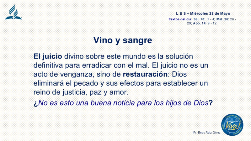 LES, REFLEXIÓN - VINO Y SANGRE.