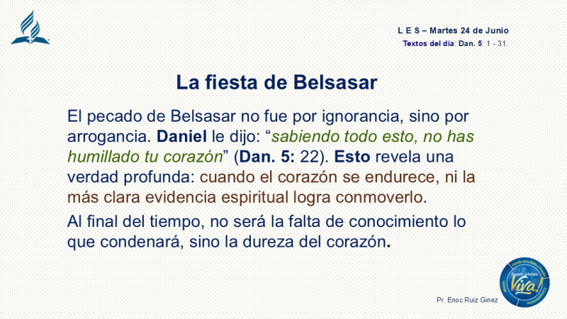 LES, REFLEXIÓN - LA FIESTA DE BELSASAR