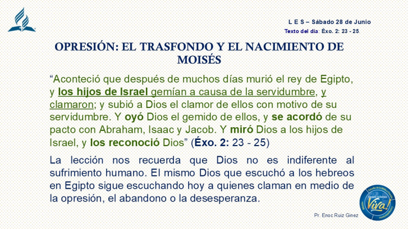 LES, REFLEXIÓN - OPRESIÓN: EL TRASFONDO Y EL NACIMIENTO DE MOISÉS