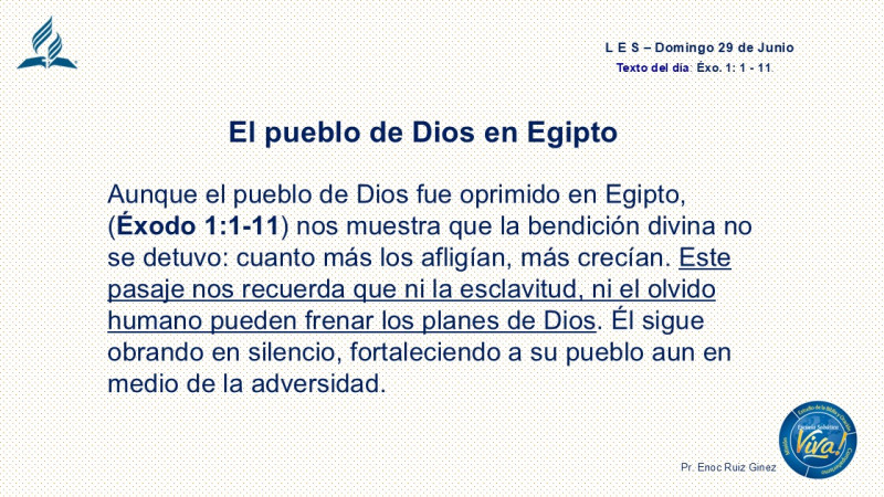 LES, REFLEXIÓN - EL PUEBLO DE DIOS EN EGÍPTO.