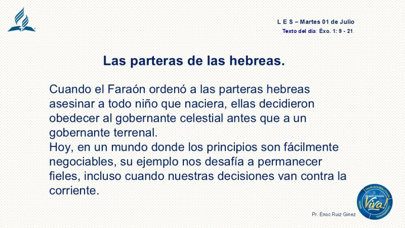 LES, REFLEXIÓN - LAS PARTERAS DE LAS HEBREAS.